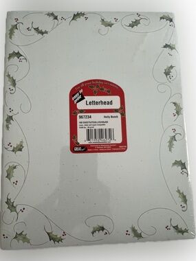 💥Letterhead Holiday Holly Bunch Stationery Printer Paper Art 100 Sheets